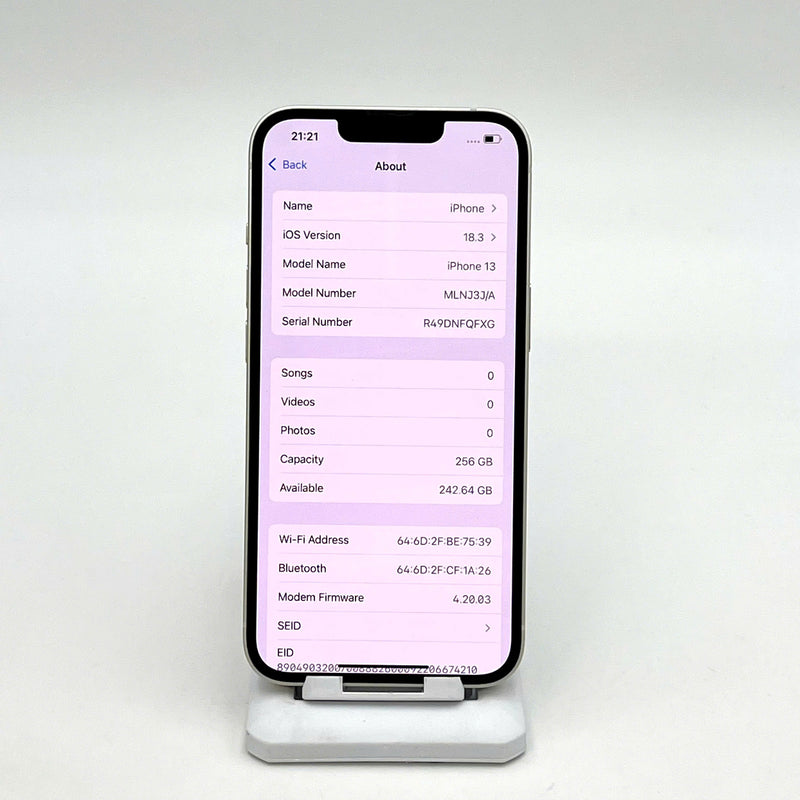 iPhone 13 256GB Trắng 98% pin 100% Máy đã trả hết tiền mạng dùng như Quốc tế Apple (Đã thay pin) - HH1183