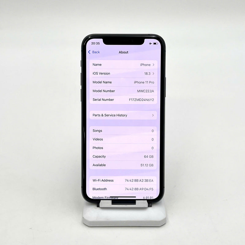 iPhone 11 Pro 64GB Đen 98% pin 100% Máy đã trả hết tiền mạng dùng như Quốc tế Apple (Đã thay pin , màn hình Apple - Đốm camera 1x) - HH1641