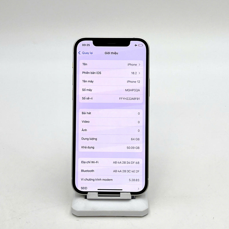iPhone 12 64GB Trắng 98% pin 88%  Máy đã trả hết tiền mạng dùng như Quốc tế Apple  - HH6963