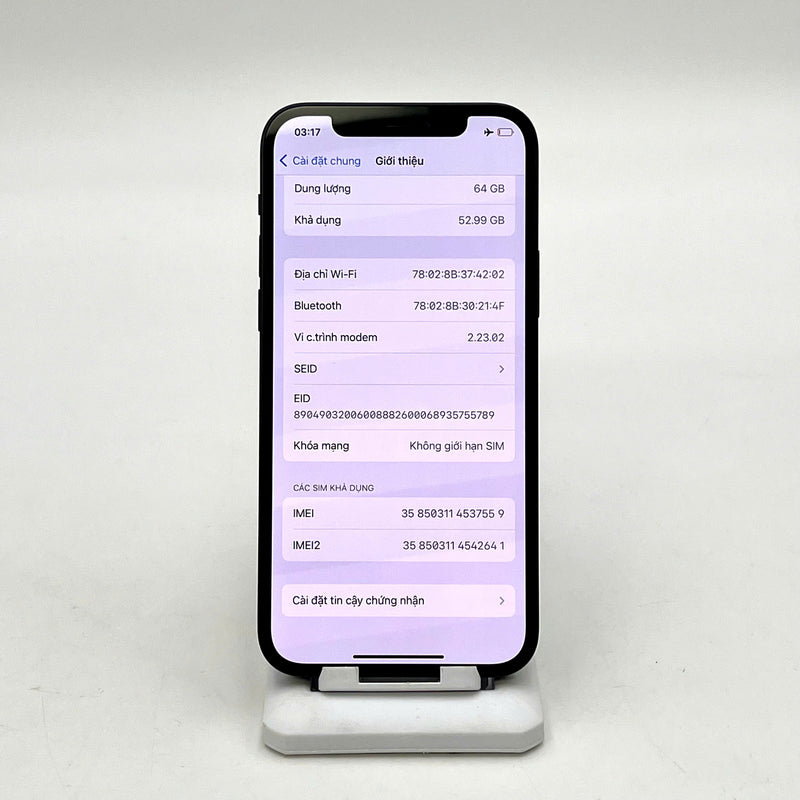 iPhone 12 64GB Đen 98% pin 85%  Máy đã trả hết tiền mạng dùng như Quốc tế Apple  - HH7559