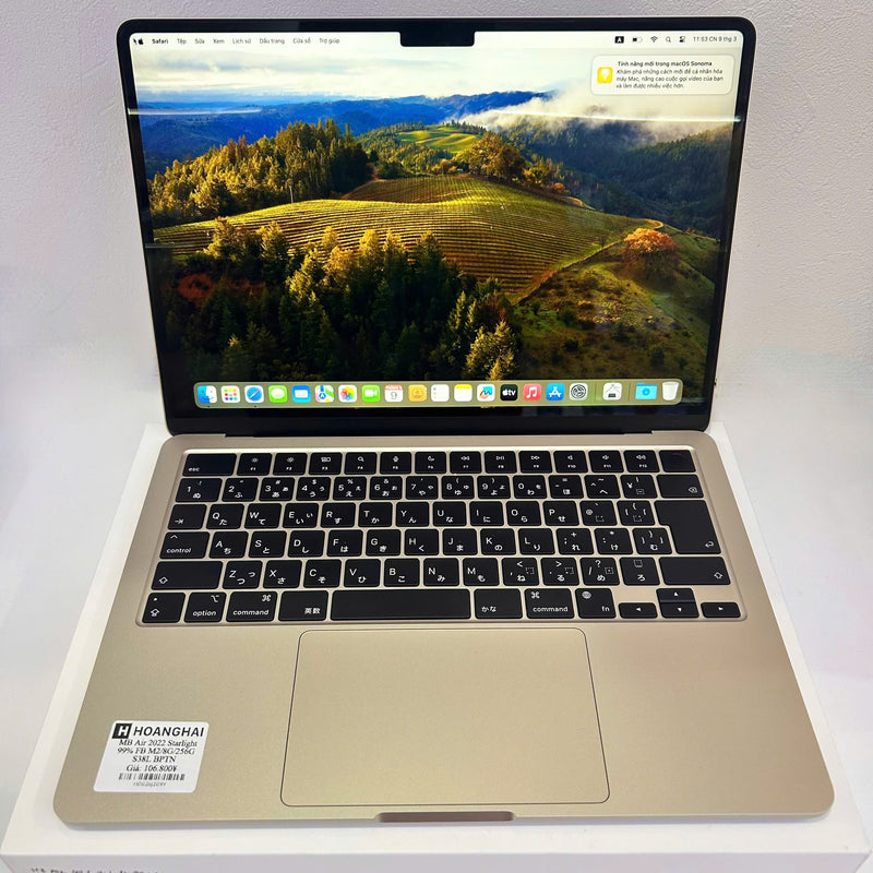 Macbook Air 2022 13.6in Trắng Apple M2/RAM 8GB/SSD 256GB  98% Fullbox Sạc 40 lần BPTN