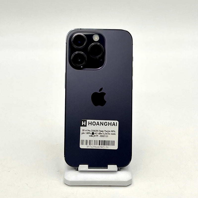 iPhone 14 Pro 256GB Tím 98% pin 100% Máy đã trả hết tiền mạng dùng như Quốc tế Apple (Đã thay pin - Đốm camera 0,5x/3x, xước viền) - HH2131