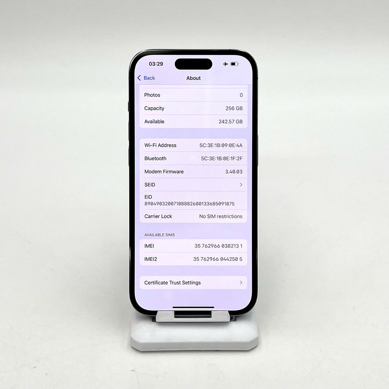 iPhone 14 Pro 256GB Tím 98% pin 100% Máy đã trả hết tiền mạng dùng như Quốc tế Apple (Đã thay pin - Đốm camera 0,5x/3x, xước viền) - HH2131