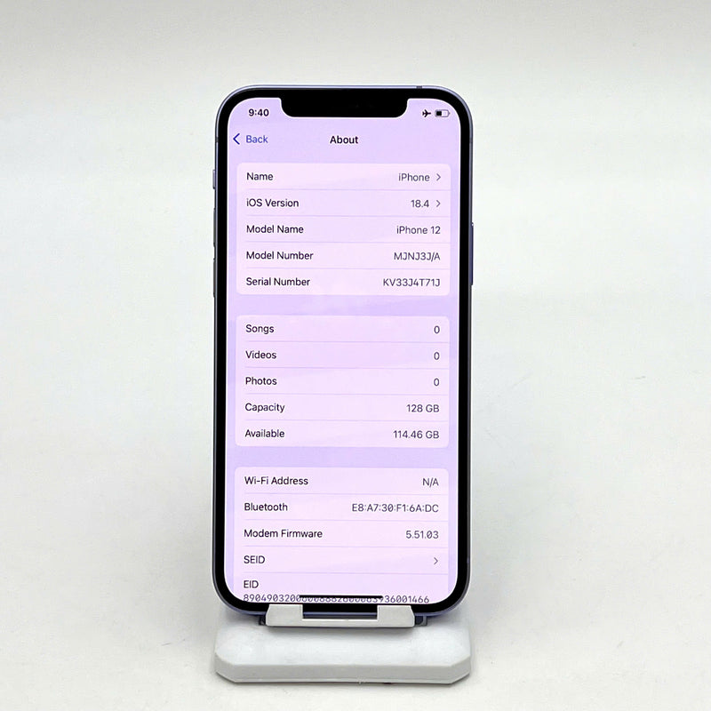 iPhone 12 128GB Tím 98% pin 100% Quốc Tế Apple (Đã thay pin) - HH9496