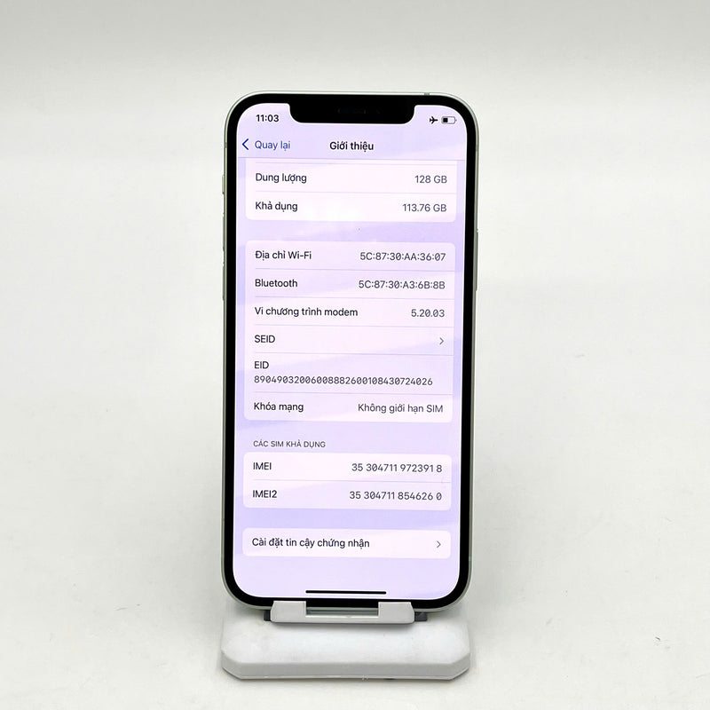 iPhone 12 128GB Xanh Lá 98% pin 100% Máy đã trả hết tiền mạng dùng như Quốc tế Apple (Đã thay pin - viền xước) - HH3918