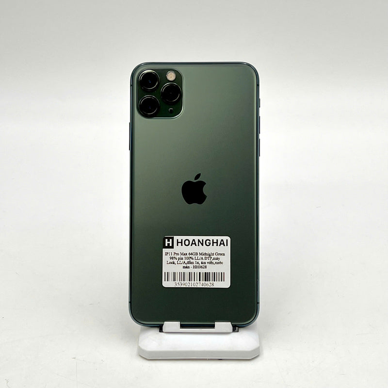 iPhone 11 Pro Max 64GB Xanh Lá 98% pin 100% Quốc Tế Apple bản Mỹ (Đã thay pin - máy Lock, Đốm camera 1x, ám viền,xước màn) - HH0628