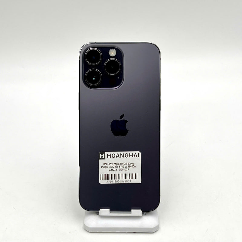 iPhone 14 Pro Max 256GB Tím 98% pin 87%  Quốc tế từ SB (Không dùng sim SB - Đốm camera 0,5x/3x) - HH8023