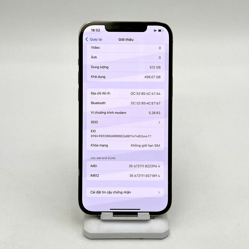 iPhone 12 Pro Max 512GB Vàng 98% pin 87% DBH Máy đã trả hết tiền mạng dùng như Quốc tế Apple (Đốm camera 2.5x, màn xước) - HH3964
