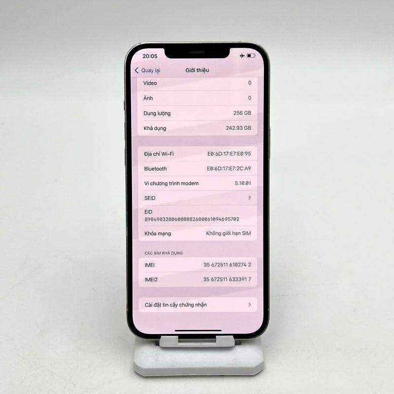 iPhone 12 Pro Max 256GB Bạc 98% pin 100% Quốc Tế Apple (Đã thay pin, màn và viền xước) - HH2742