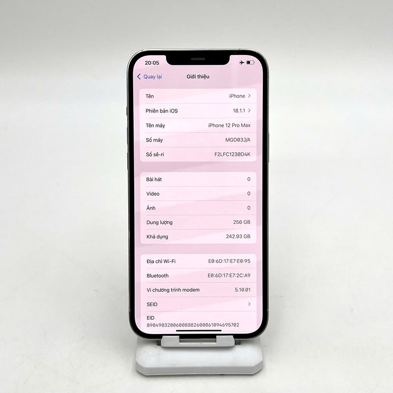 iPhone 12 Pro Max 256GB Bạc 98% pin 100% Quốc Tế Apple (Đã thay pin, màn và viền xước) - HH2742