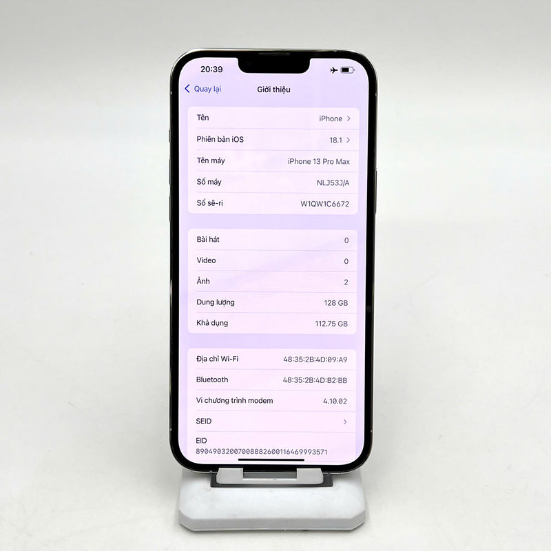 iPhone 13 Pro Max 128GB Bạc 98% pin 86% DBH Quốc Tế Apple (viền xước) - HH1314
