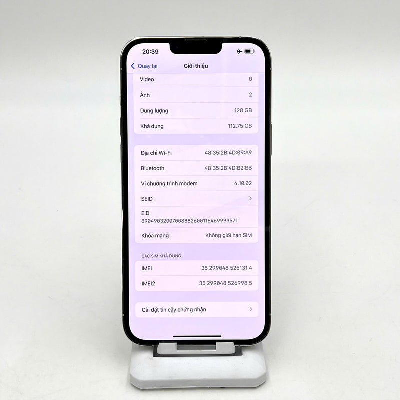 iPhone 13 Pro Max 128GB Bạc 98% pin 86% DBH Quốc Tế Apple (viền xước) - HH1314