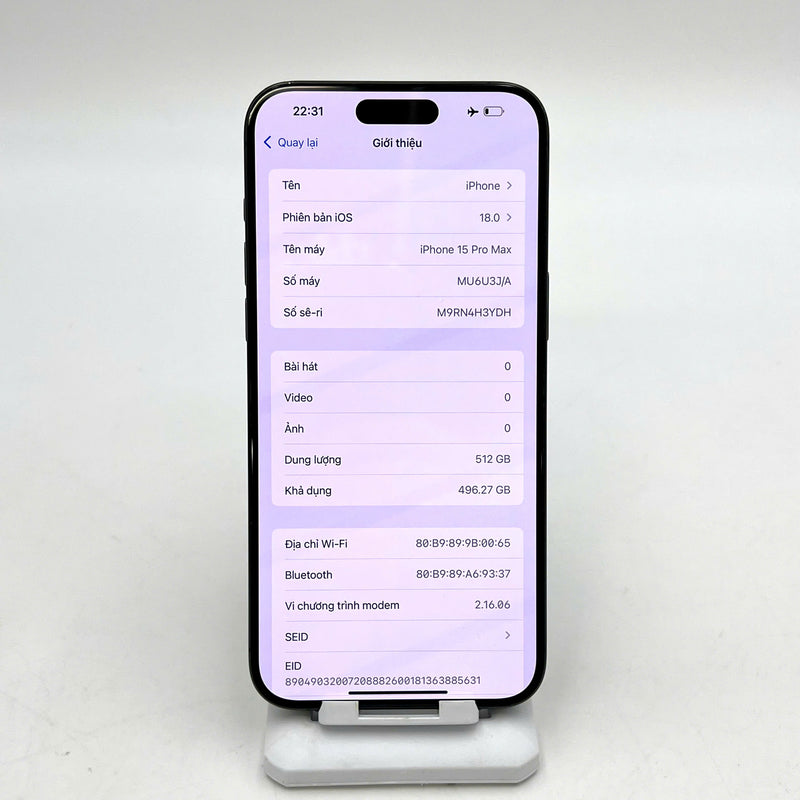 iPhone 15 Pro Max 512GB Đen 98% pin 86%  Quốc Tế Apple  - HH2950