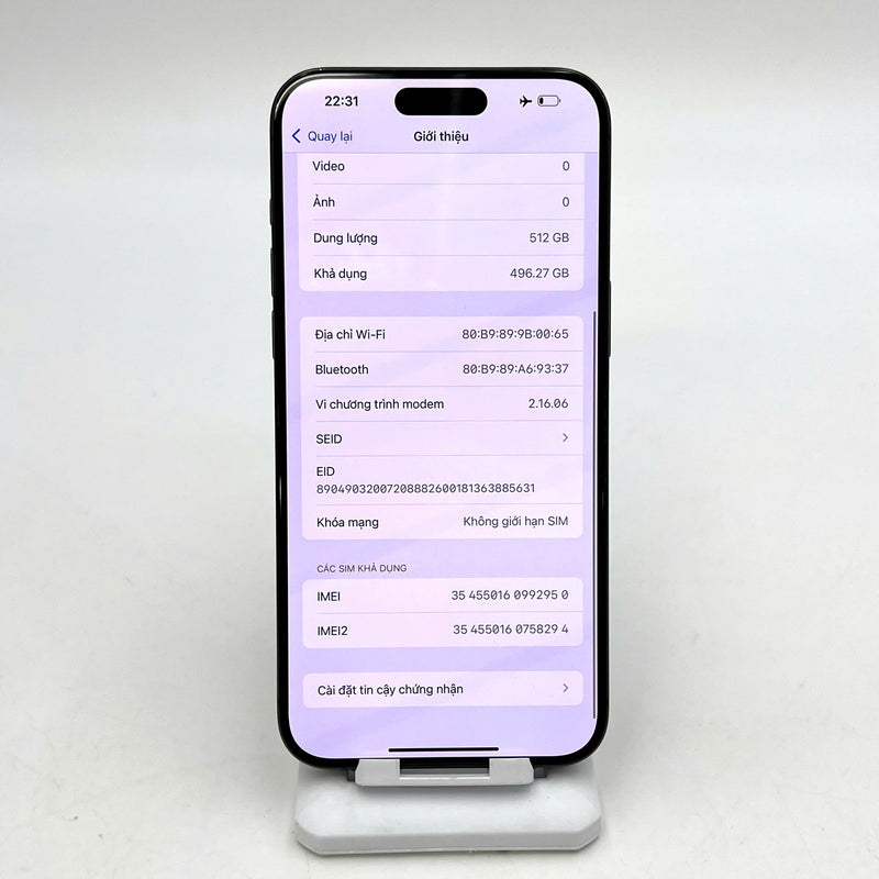 iPhone 15 Pro Max 512GB Đen 98% pin 86%  Quốc Tế Apple  - HH2950