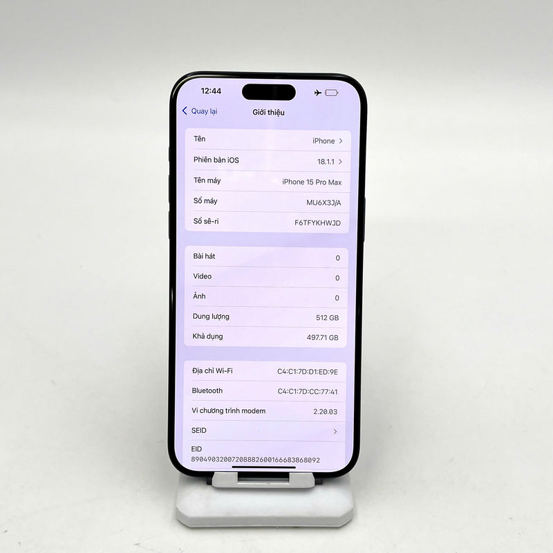 iPhone 15 Pro Max 512GB Xanh Dương 98% pin 89%  Quốc tế từ SB (Không dùng sim SB)  - HH4699