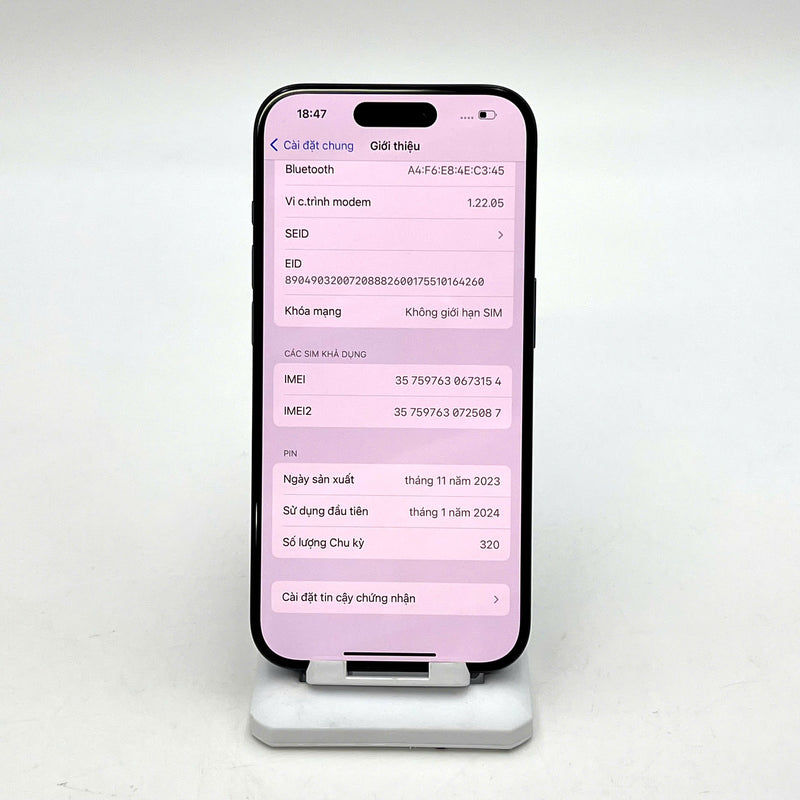 iPhone 15 Pro 128GB Xanh Dương 98% pin 88%  Quốc Tế Apple - HH3154