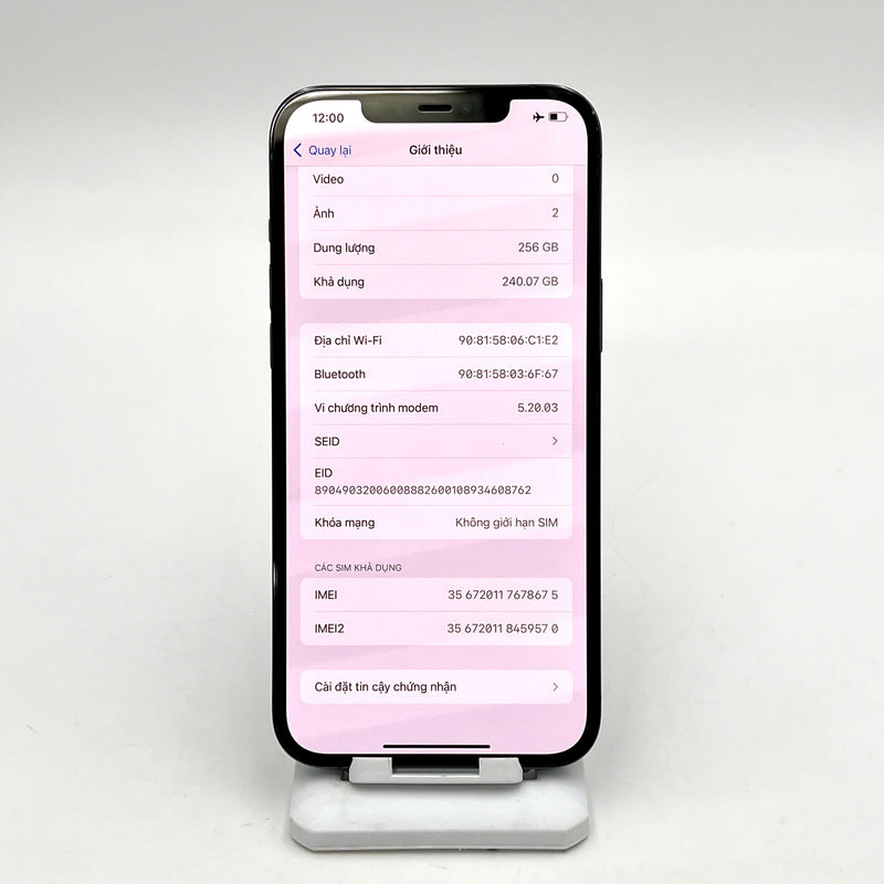 iPhone 12 Pro Max 256GB Xanh Dương 98% pin 100% Máy đã trả hết tiền mạng dùng như Quốc tế Apple (Đã thay pin - Đốm camera 3x, xước màn) - HH8675