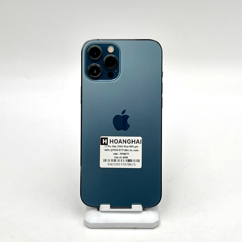 iPhone 12 Pro Max 256GB Xanh Dương 98% pin 100% Máy đã trả hết tiền mạng dùng như Quốc tế Apple (Đã thay pin - Đốm camera 3x, xước màn) - HH8675