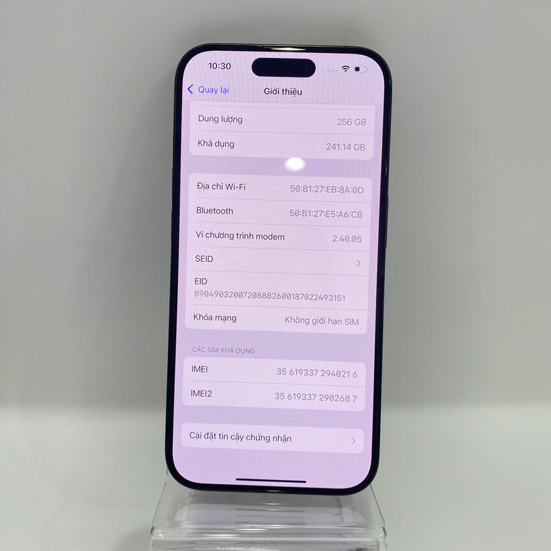 iPhone 15 Pro 256GB Đen 99% pin 99% Quốc tế Apple - HH0216