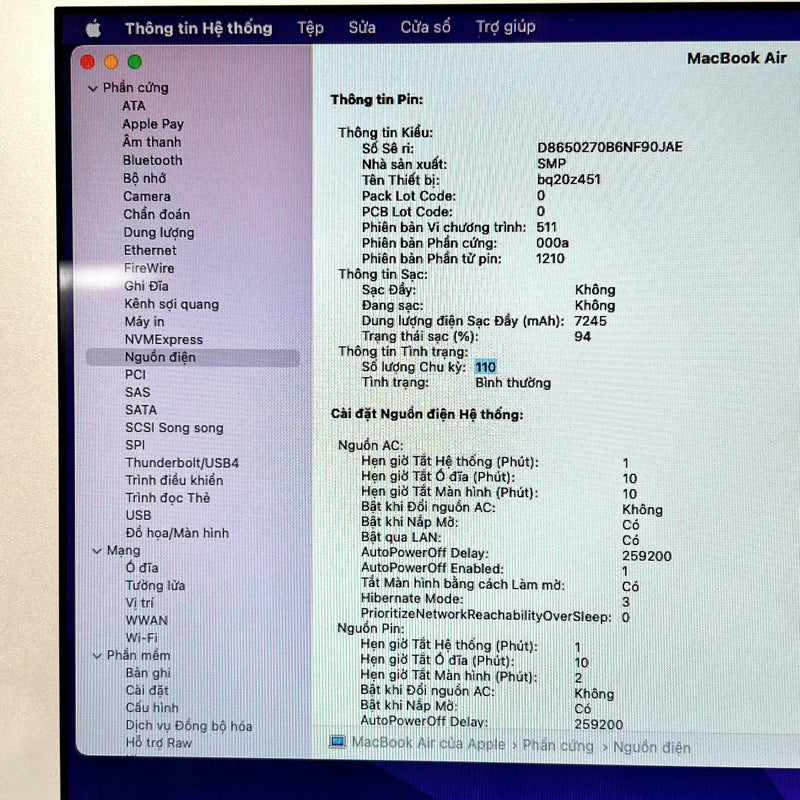 Macbook Air 2015 13in Bạc Intel Core i5 /RAM 4GB/ SSD 128GB  98% Sạc 110 lần BPTN (Xước mặt lưng)