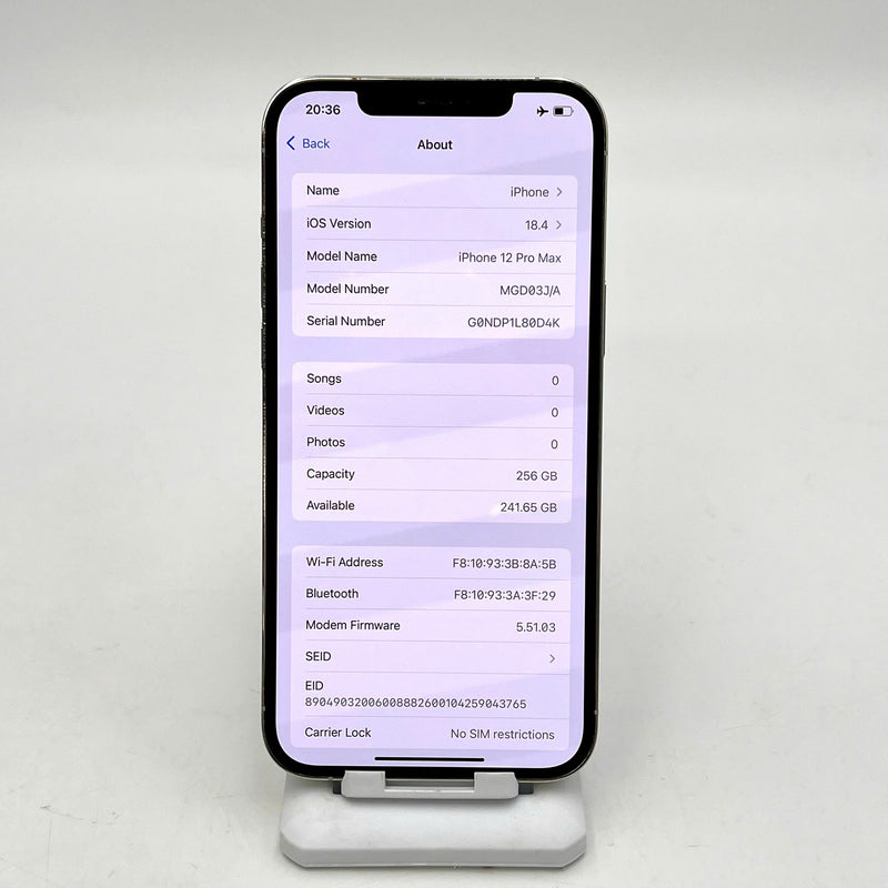 iPhone 12 Pro Max 256GB Bạc 98% pin 100% Máy đã trả hết tiền mạng dùng như Quốc tế Apple (Đã thay pin - Đốm camera 2.5x, xước viền) - HH2220