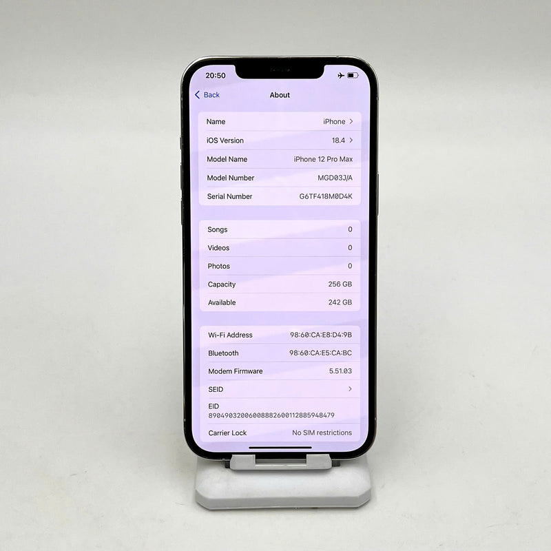 iPhone 12 Pro Max 256GB Bạc 98% pin 100% Quốc Tế Apple (Đã thay pin - viền xước) - HH8181