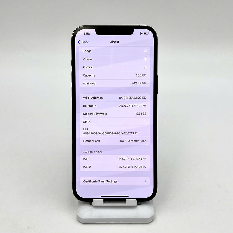iPhone 12 Pro Max 256GB Đen 98% pin 100% Máy đã trả hết tiền mạng dùng như Quốc tế Apple (Đã thay pin - Đốm camera 2.5x)- HH2395