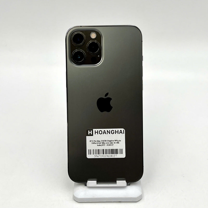 iPhone 12 Pro Max 256GB Đen 98% pin 100% Quốc Tế Apple (Đã thay pin - Đốm camera 2,5x, màn và viền xước) - HH8127