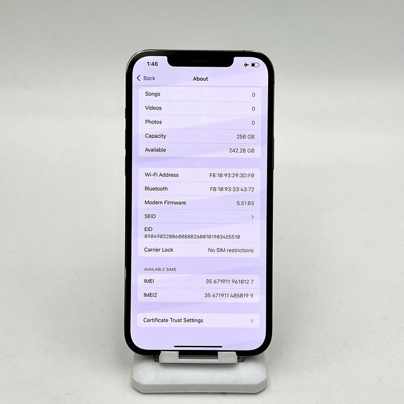 iPhone 12 Pro Max 256GB Đen 98% pin 100% Quốc Tế Apple (Đã thay pin - Đốm camera 2,5x, màn và viền xước) - HH8127