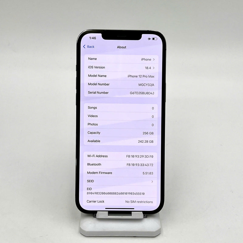 iPhone 12 Pro Max 256GB Đen 98% pin 100% Quốc Tế Apple (Đã thay pin - Đốm camera 2,5x, màn và viền xước) - HH8127