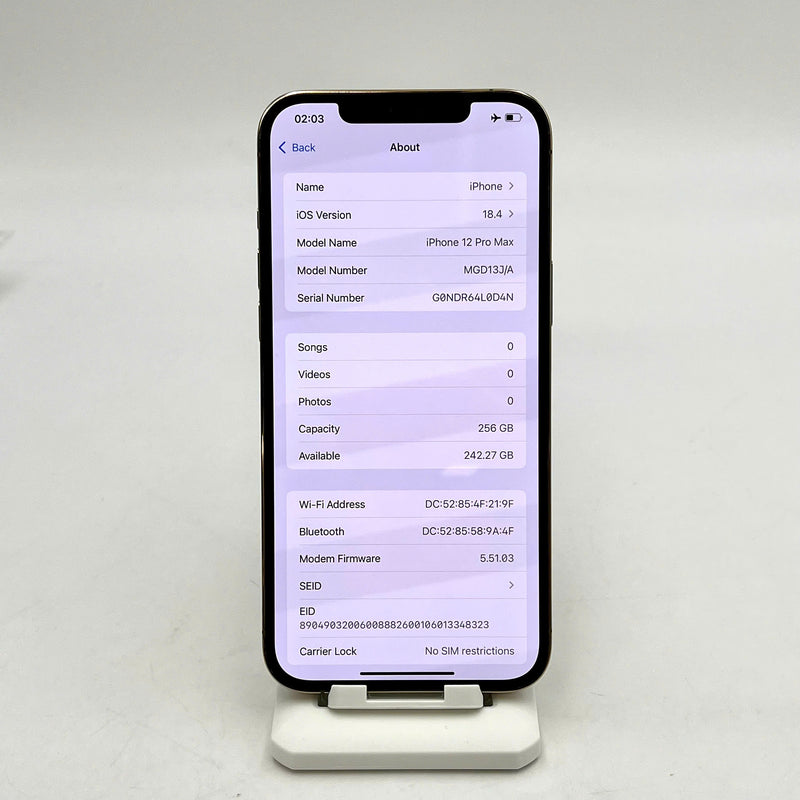iPhone 12 Pro Max 256GB Vàng 98% pin 100% Máy đã trả hết tiền mạng dùng như Quốc tế Apple (Đã thay pin - Đốm camera 2.5x)