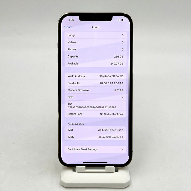 iPhone 12 Pro Max 256GB Vàng 98% pin 100% Máy đã trả hết tiền mạng dùng như Quốc tế Apple (Đã thay pin - Đốm camera 2,5x, màn xước) - HH1822