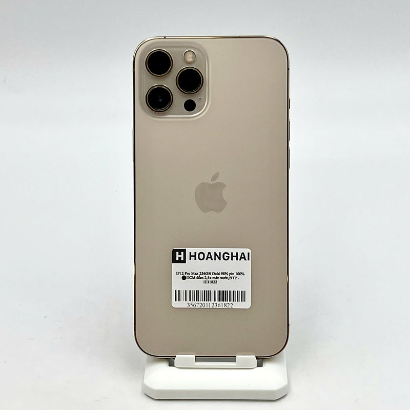 iPhone 12 Pro Max 256GB Vàng 98% pin 100% Máy đã trả hết tiền mạng dùng như Quốc tế Apple (Đã thay pin - Đốm camera 2,5x, màn xước) - HH1822
