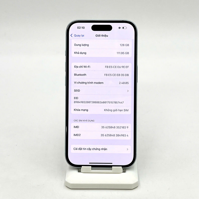 iPhone 15 128GB Xanh Dương 98% pin 91%  Quốc tế từ DCM (Không dùng sim DCM - viền,viền camera xước) - HH1039