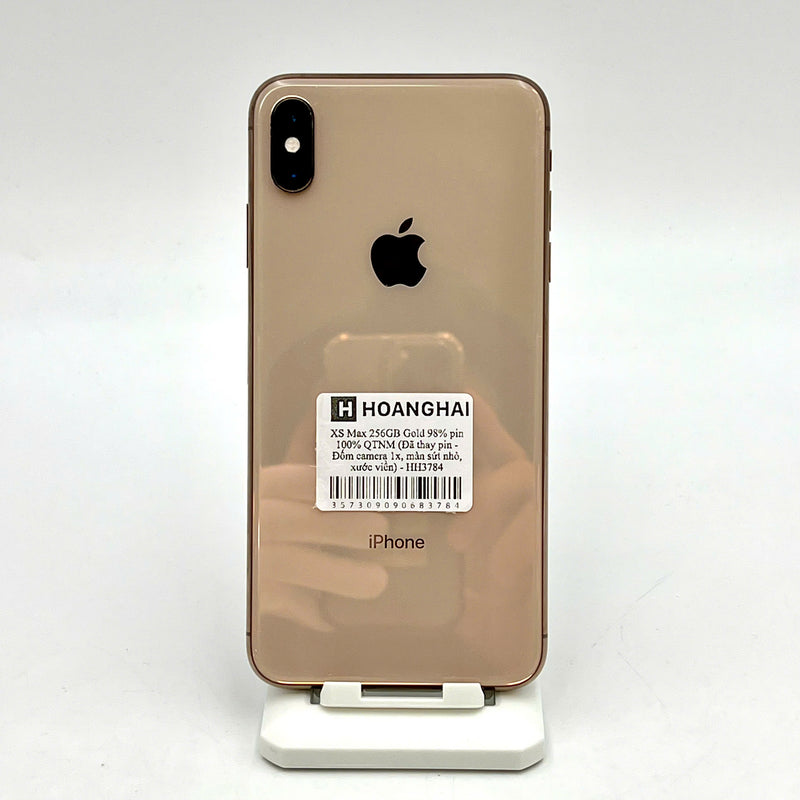iPhone XS Max 256GB Vàng 98% pin 100% Máy đã trả hết tiền mạng dùng như Quốc tế Apple (Đã thay pin - Đốm camera 1x, màn sứt nhỏ, xước viền) - HH3784