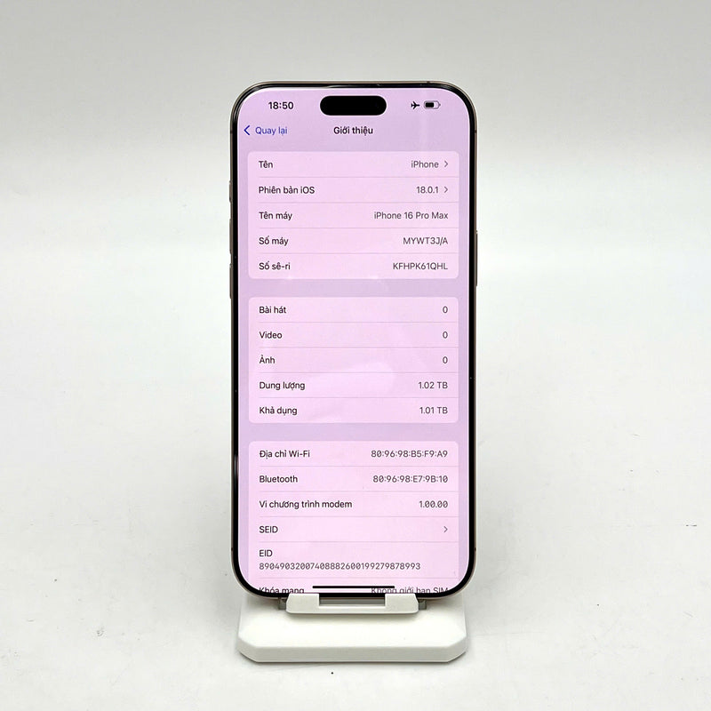 iPhone 16 Pro Max 1TB Vàng Sa Mạc 99% pin 100% Quốc tế Apple (sạc 15 lần) - HH8049