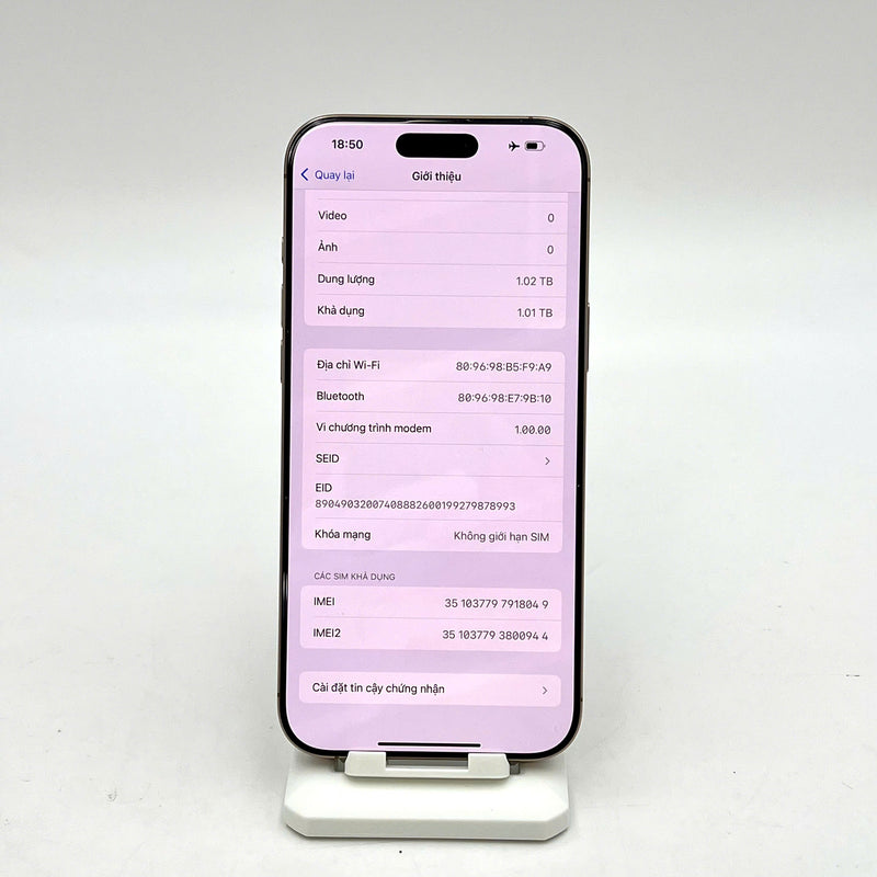 iPhone 16 Pro Max 1TB Vàng Sa Mạc 99% pin 100% Quốc tế Apple (sạc 15 lần) - HH8049