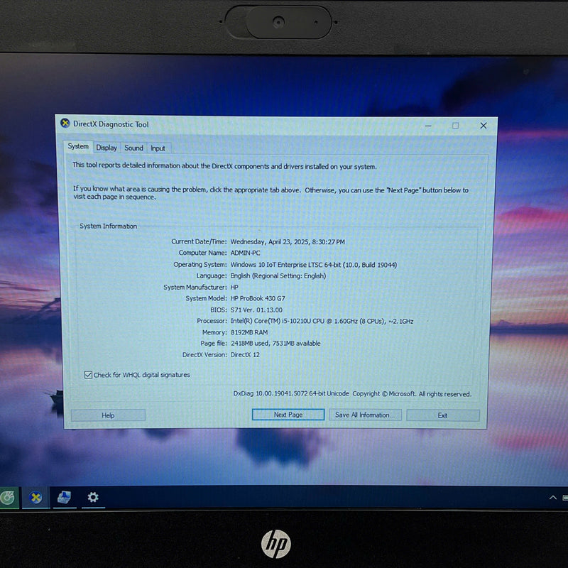 Hp Probook 430 G7 13.3in i5-10210U/ RAM 8GB/SSD 256GB Likenew