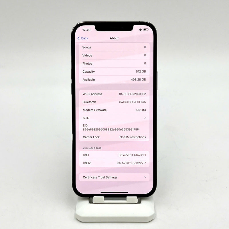 iPhone 12 Pro Max 512GB Đen 98% pin 100% Quốc tế từ AU (Không dùng sim AU - Đã thay pin - Đốm camera 2.5x) - HH7411