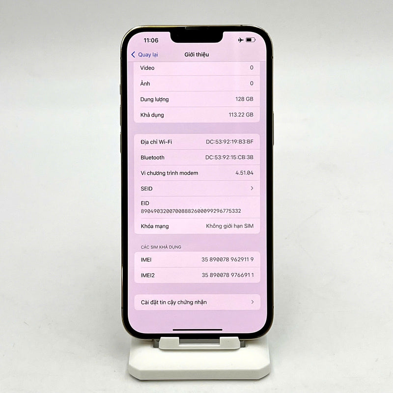 iPhone 13 Pro Max 128GB Vàng 98% pin 100% Quốc tế từ DCM (Không dùng sim DCM - Đã thay pin - Đốm camera 3x viền sứt) - HH9119