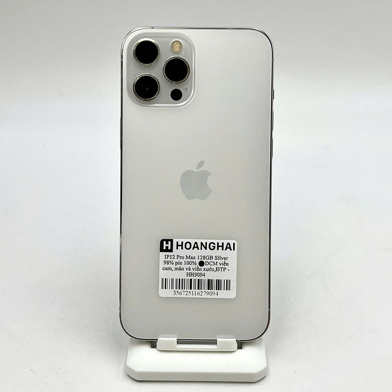 iPhone 12 Pro Max 128GB Bạc 98% pin 100% Máy đã trả hết tiền mạng dùng như Quốc tế Apple (Đã thay pin - viền cam, màn và viền xước) - HH9094