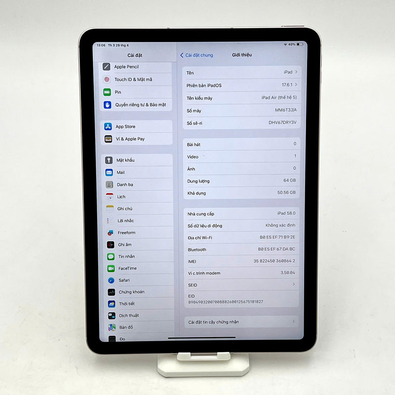 iPad Air 5 2022 10.9 in 64GB Hồng 5G + Wifi 98% pin 94% Từ SB