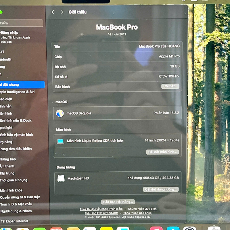 MacBook Pro 2021 14 n Bạc M1 Pro/RAM 16GB/SSD 512GB 98% pin 87% sạc 328 lần BPTN mờ phím