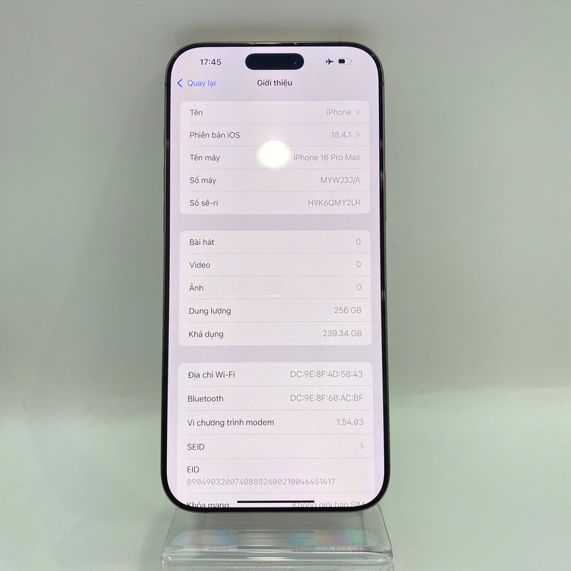 iPhone 16 Pro Max 256G Vàng Sa Mạc 99% pin 100% Quốc tế Apple - HH8520