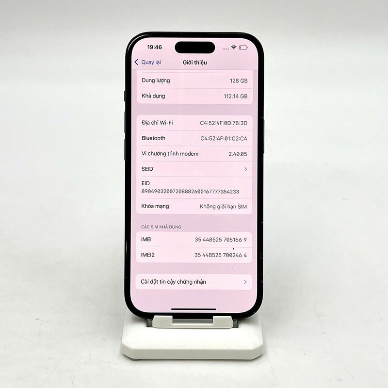 iPhone 15 128GB Đen 98% pin 88% Quốc tế từ RKT (Không dùng sim RKT- Xước viền - Xước viền camera, sứt góc nhỏ) - HH1669