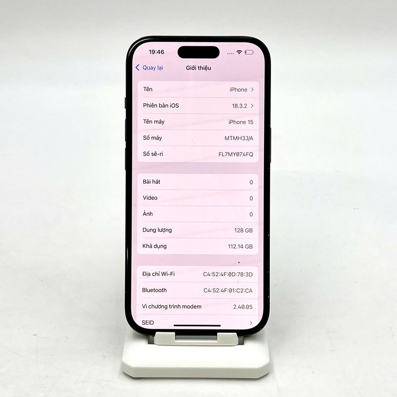 iPhone 15 128GB Đen 98% pin 88% Quốc tế từ RKT (Không dùng sim RKT- Xước viền - Xước viền camera, sứt góc nhỏ) - HH1669