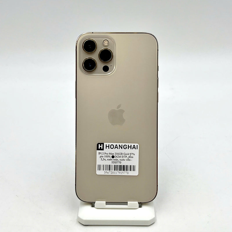iPhone 12 Pro Max 256GB Vàng 97% pin 100% Máy đã trả hết tiền mạng dùng như Quốc tế Apple (Đã thay pin - Đốm camera 2.5x, xước màn, xước viền) - HH5770