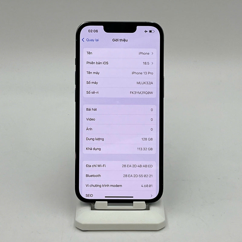 iPhone 13 Pro 128GB Xanh Dương 98% pin 100% Quốc tế Apple (Đã thay pin - Sứt viền, viền cam xước, đốm 3x) - HH1732