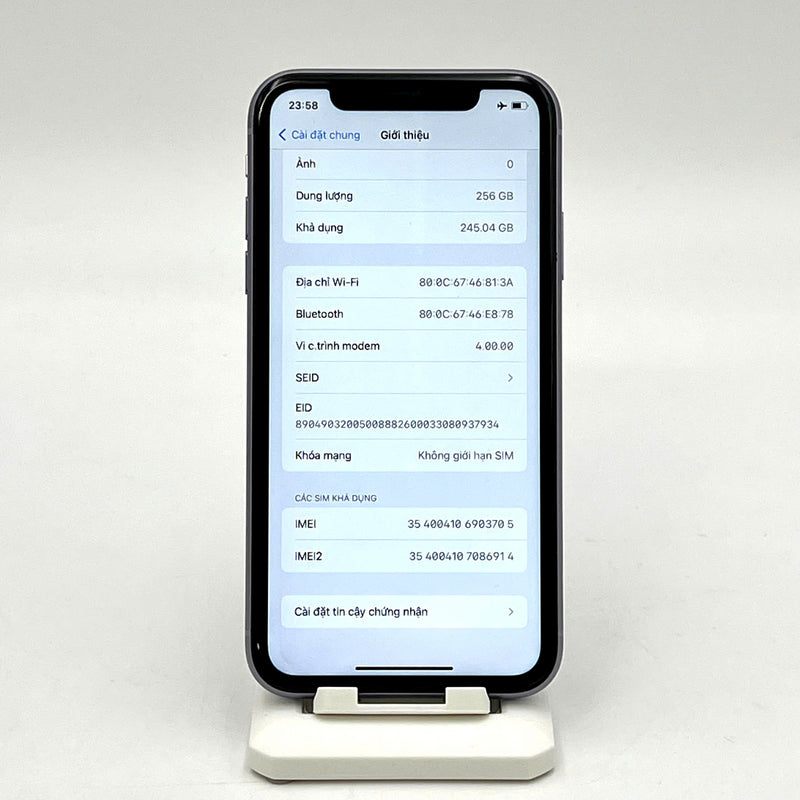 iPhone 11 256GB Tím 98% pin 100% Máy đã trả hết tiền mạng dùng như Quốc tế Apple (Đã thay pin - màn LKCH) - HH3705
