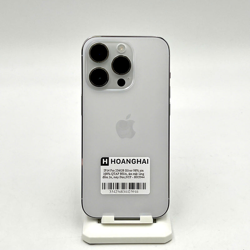 iPhone 14 Pro 256GB Bạc 98% pin 100% Quốc tế Apple từ BE/A (Đã thay pin, ám mặt lưng, đốm 3x, máy Đức) - HH5944